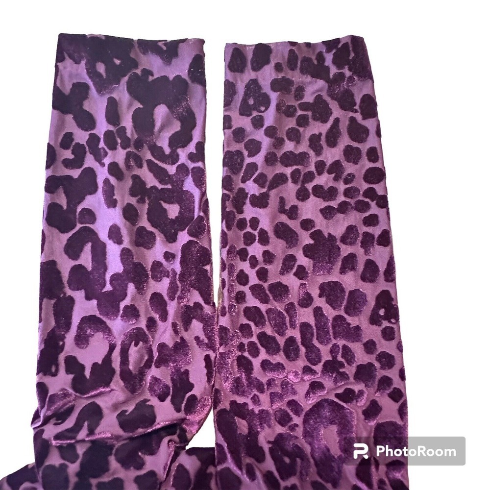 Cache Purple Leopard Y2K Velvet Bodycon Cocktail Dress 3/4 Mesh Sleeve Size 6 - Picture 14 of 16